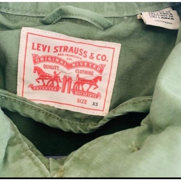 Unisex Oversized Olive Green Denim Levi Strauss Bomber Jacket Size XS - Picture 7 of 7